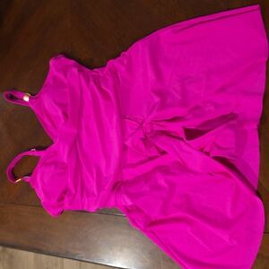 (J55) Vibrant Pink One Piece Swim Suit Sz 2XL